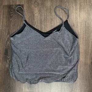 Express Black and Silver Crop Top